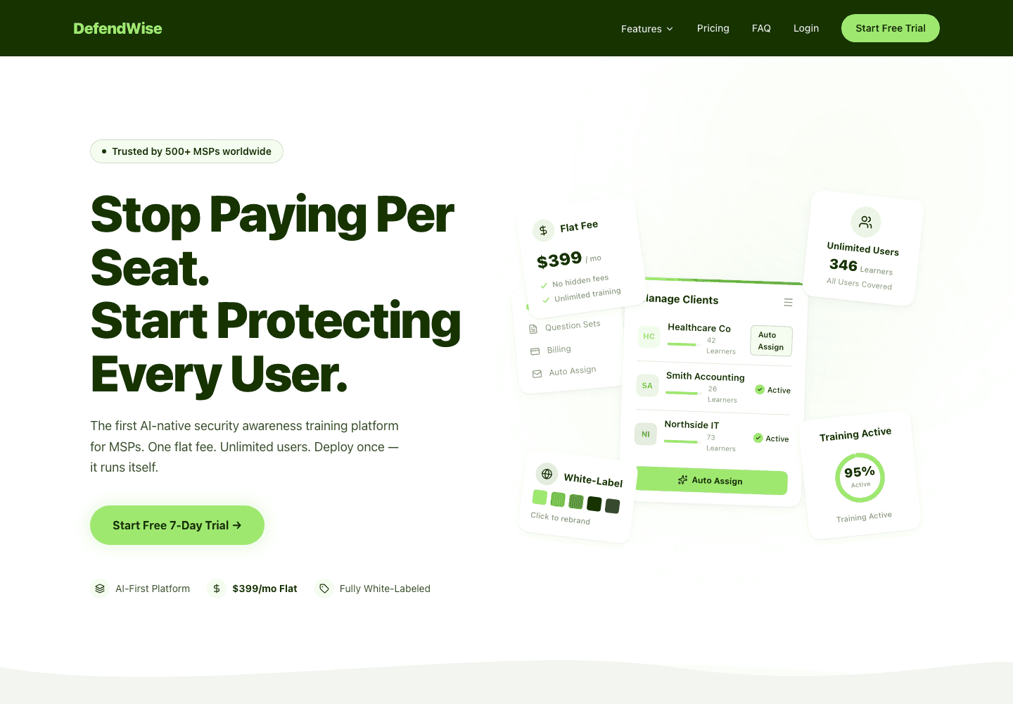 Screenshot of the Defendwise website homepage